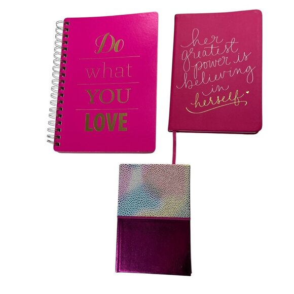 Barbiecore Pink Notebooks Journals Lot of Three (3) Various Sizes - Picture 1 of 14